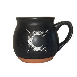 Personalized "C" Monogram Black & Terracotta Stoneware Mug